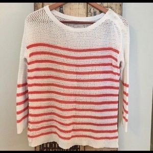 ANN TAYLOR LOFT STRIPED PIQUE KNIT SWEATER Size Small